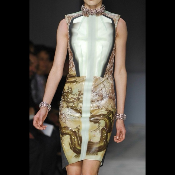 BALENCIAGA HAND PAINTED LATEX DRESS BY NICOLAS GHESQUIERE SIZE 38 LOUIS VUITTON - Picture 3 of 13